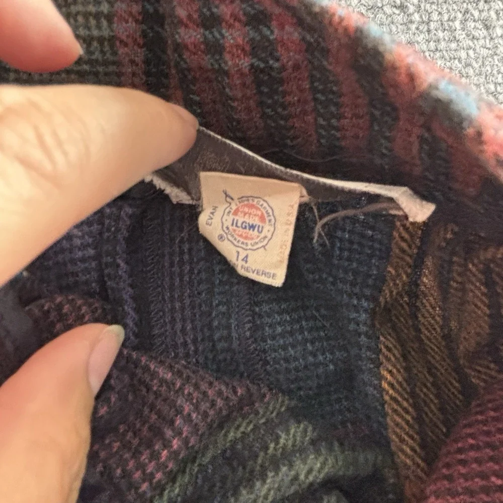 Evan Picone Dark Blue Plaid 100% Wool Skirt Dark Academia Collegiate Warm  14